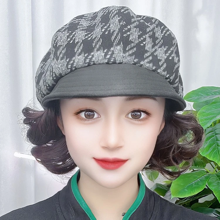 假发帽子一体式螺丝卷短卷发妈妈发型洋气提升气质