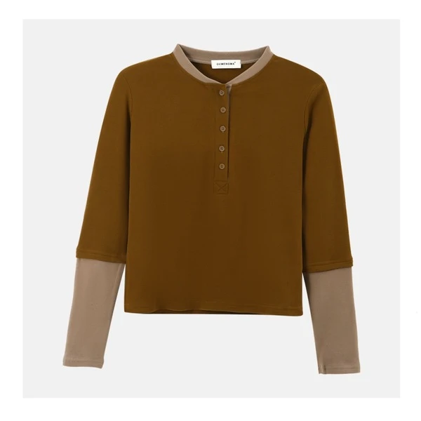 朵儿定制 椰油美肤衫假两件打底衫显瘦高级 IA43