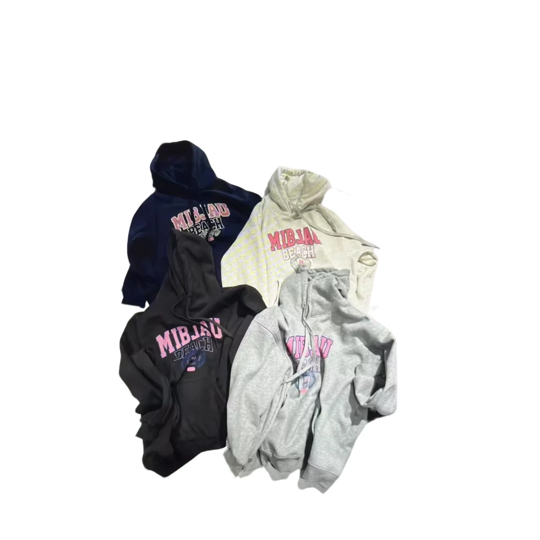 白乌鸦【粉色字母】字母连帽加绒卫衣休闲百搭7119