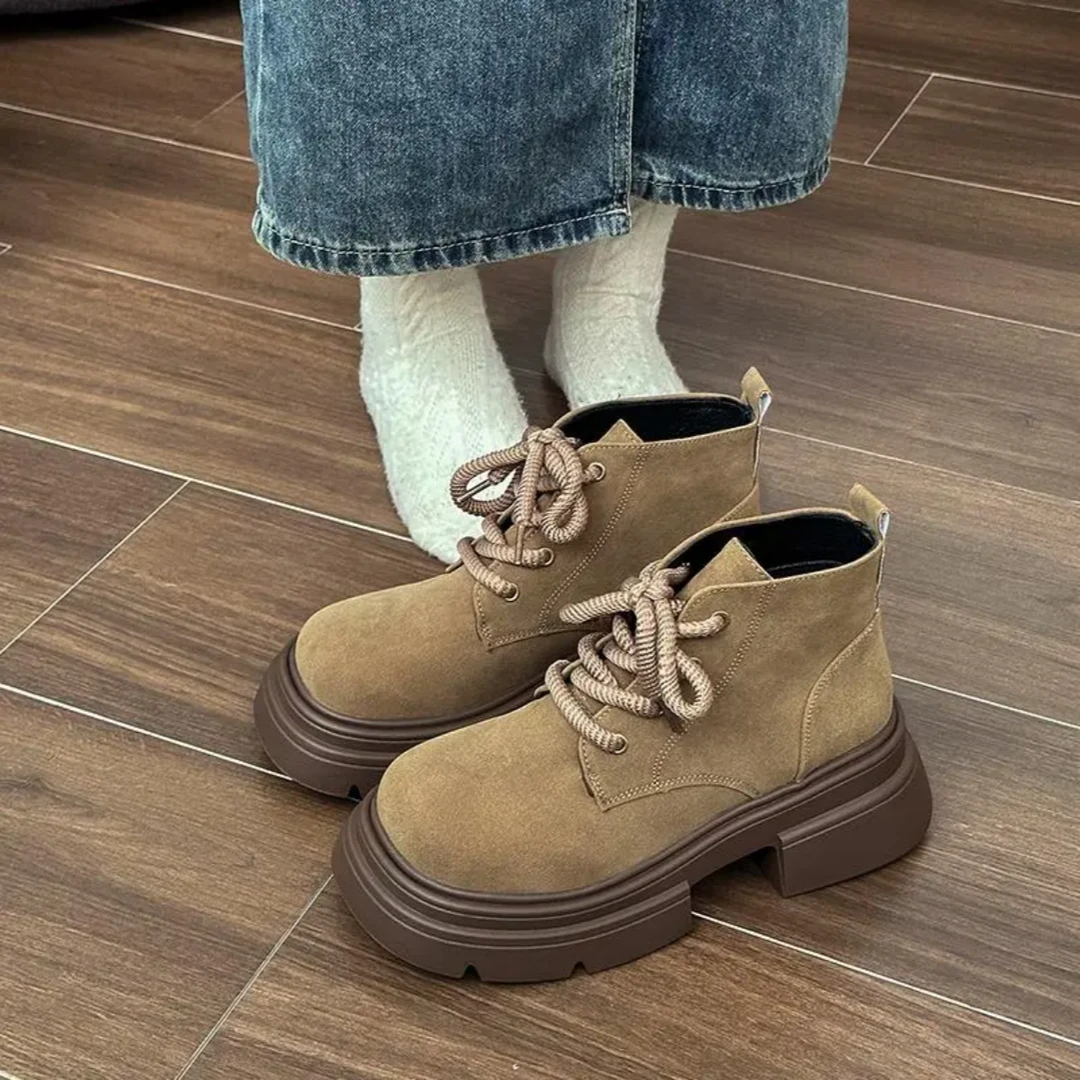 WJ-kc马丁靴女2024新款厚底增高工装靴子厚底爆款四季短靴