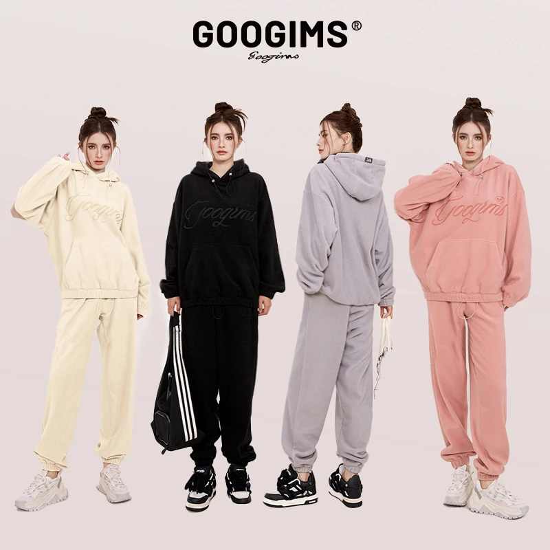 googims卫衣套装男女同款两件摇粒绒运动套装