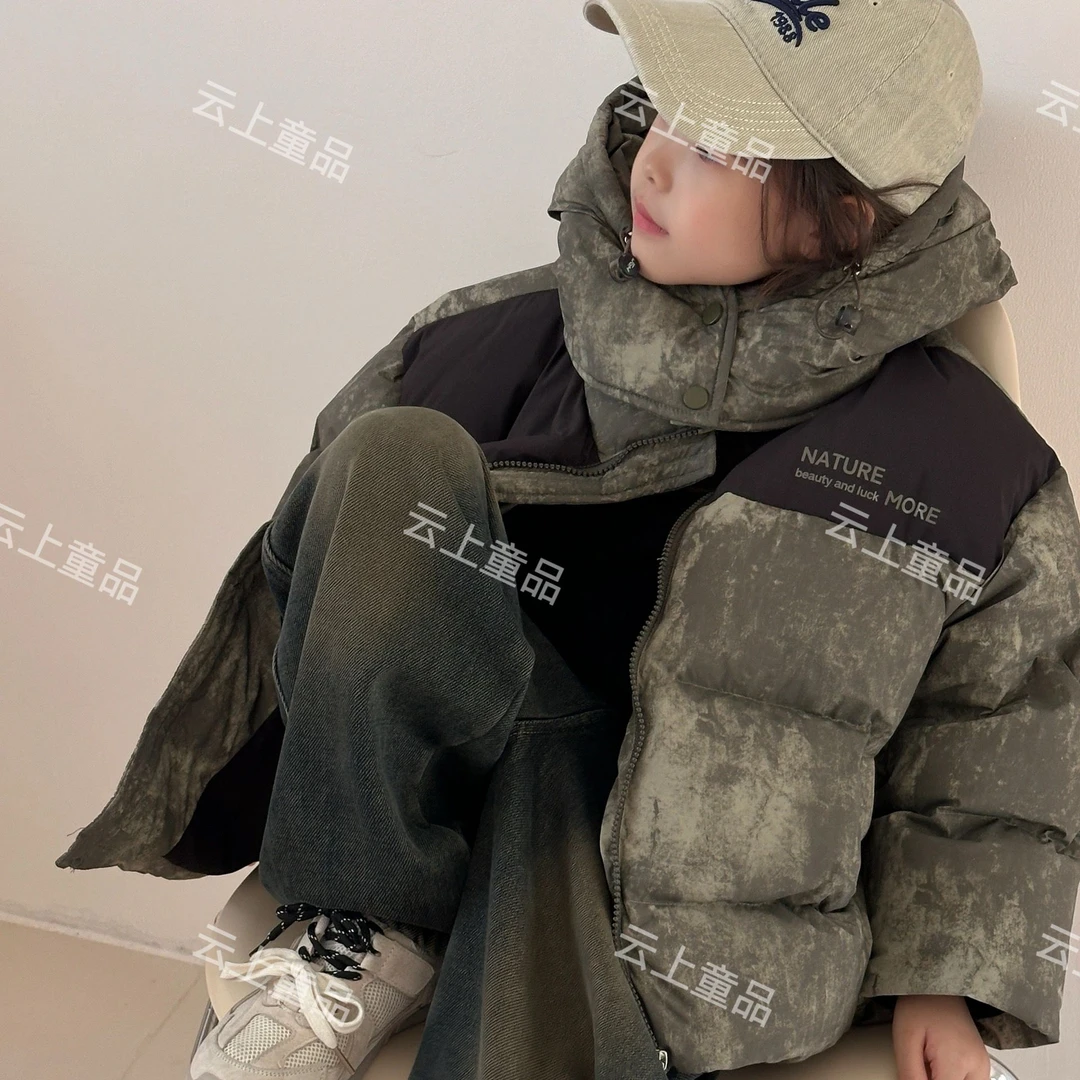 【年中大促】2024新国标90白鸭绒废土风撞色印花面包羽绒服06