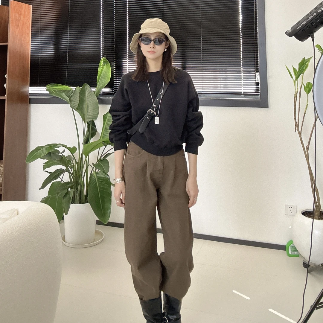 【丽姐女装】‘棕榈树’香蕉裤 小个子廓型遮肉百搭舒适牛仔裤K0162