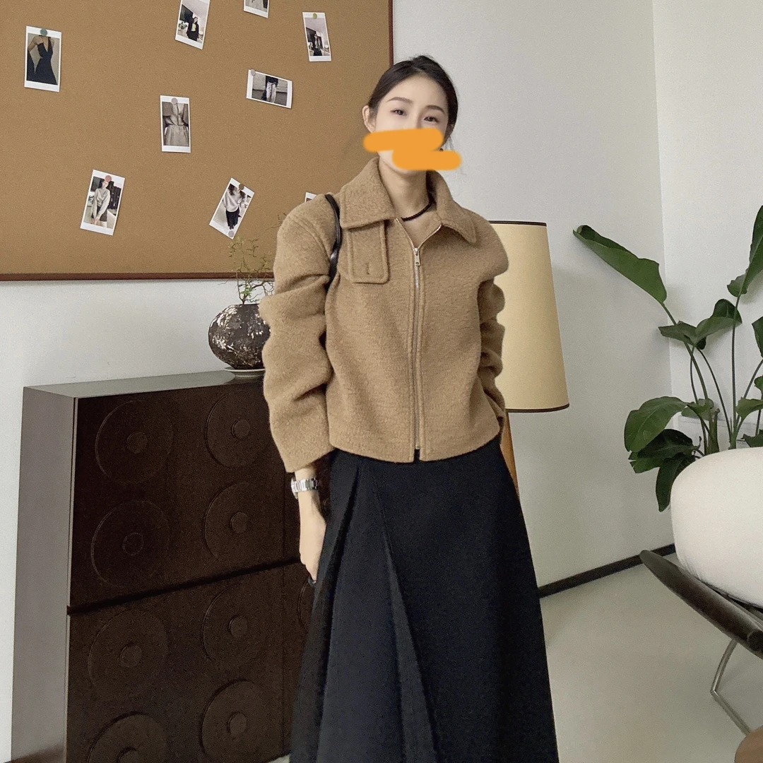 【丽姐女装】限量羊羔毛外套 "岁方秋" 秋冬显比例气质厚外套W0826