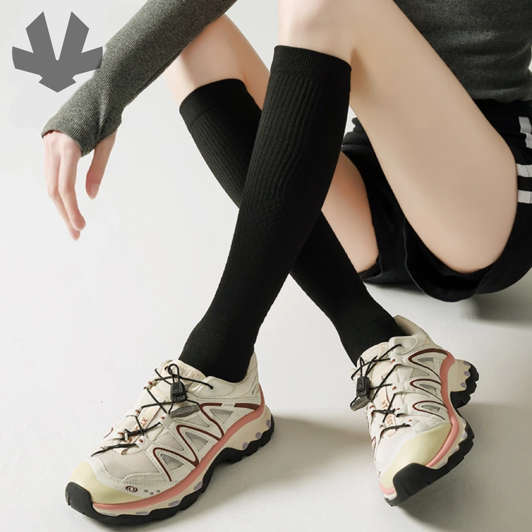 纯色排球袜羽毛球袜篮球袜专业运动健身袜压缩袜运动中筒登山袜