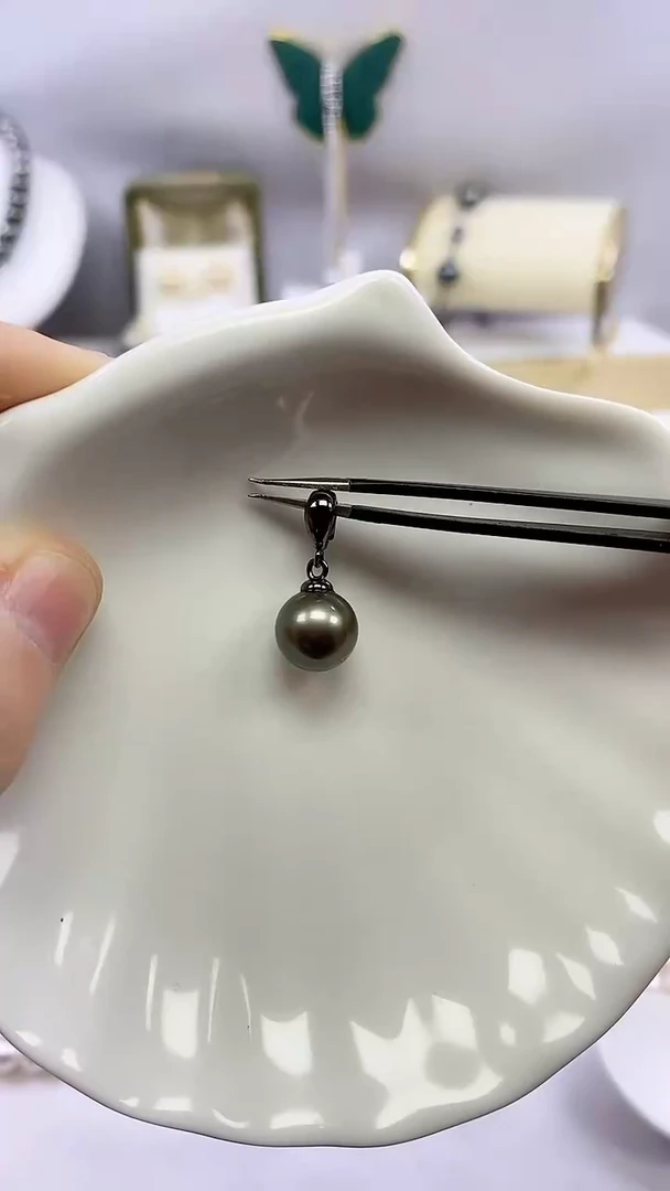 【闪购商品】海水珍珠吊坠(不含链)银S925镶嵌海水大溪地吊坠