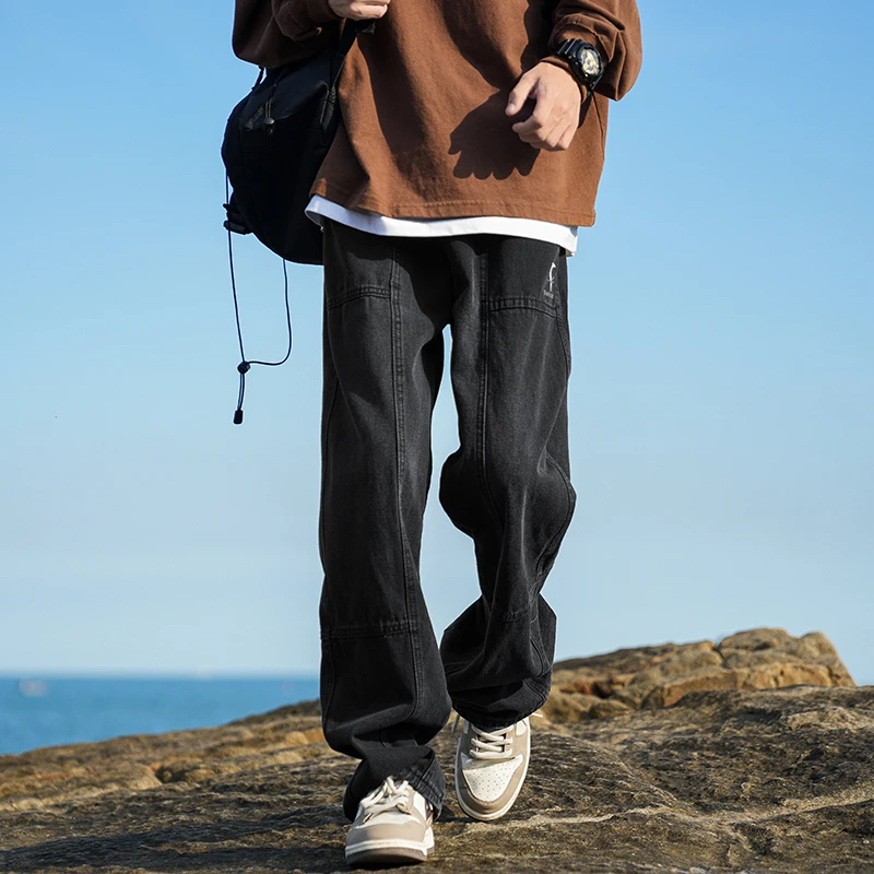 黑色牛仔裤男款2023新款美式高街直筒宽松潮牌秋冬款潮流垂感裤子