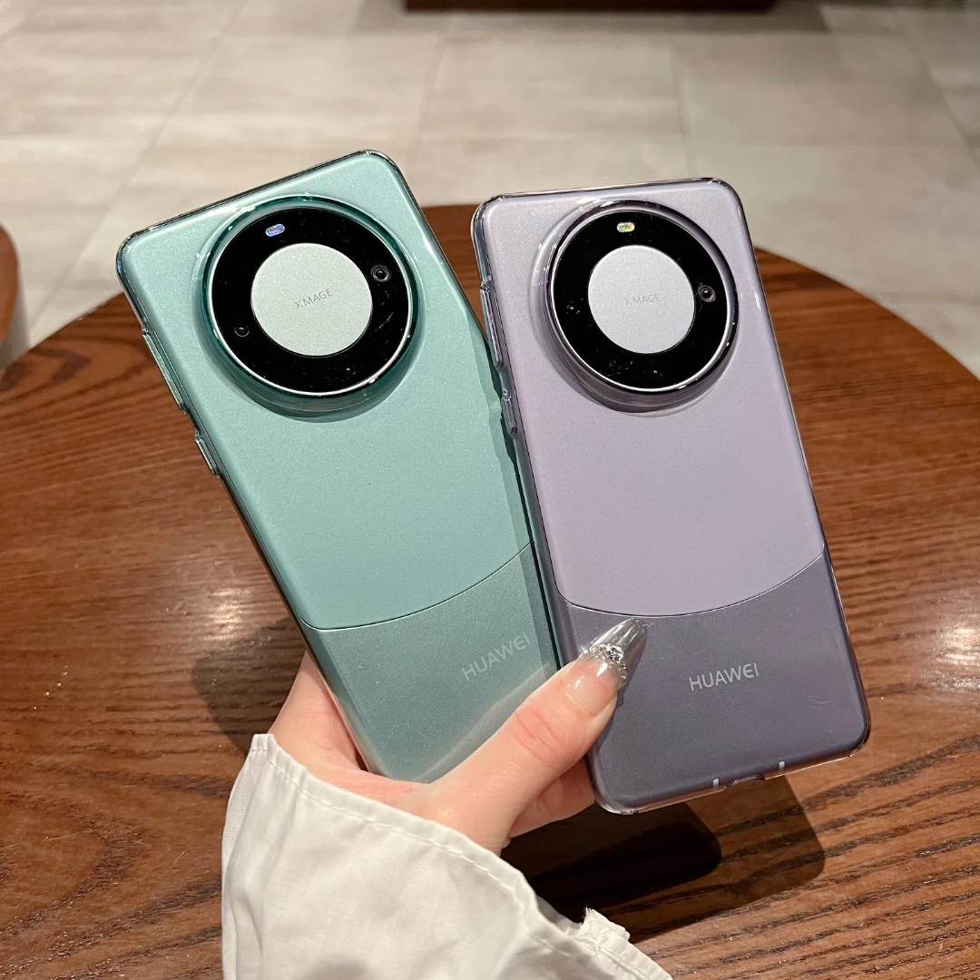 华为mate60大孔高透手机壳简约防摔透明保护壳硬化防刮简约超薄款