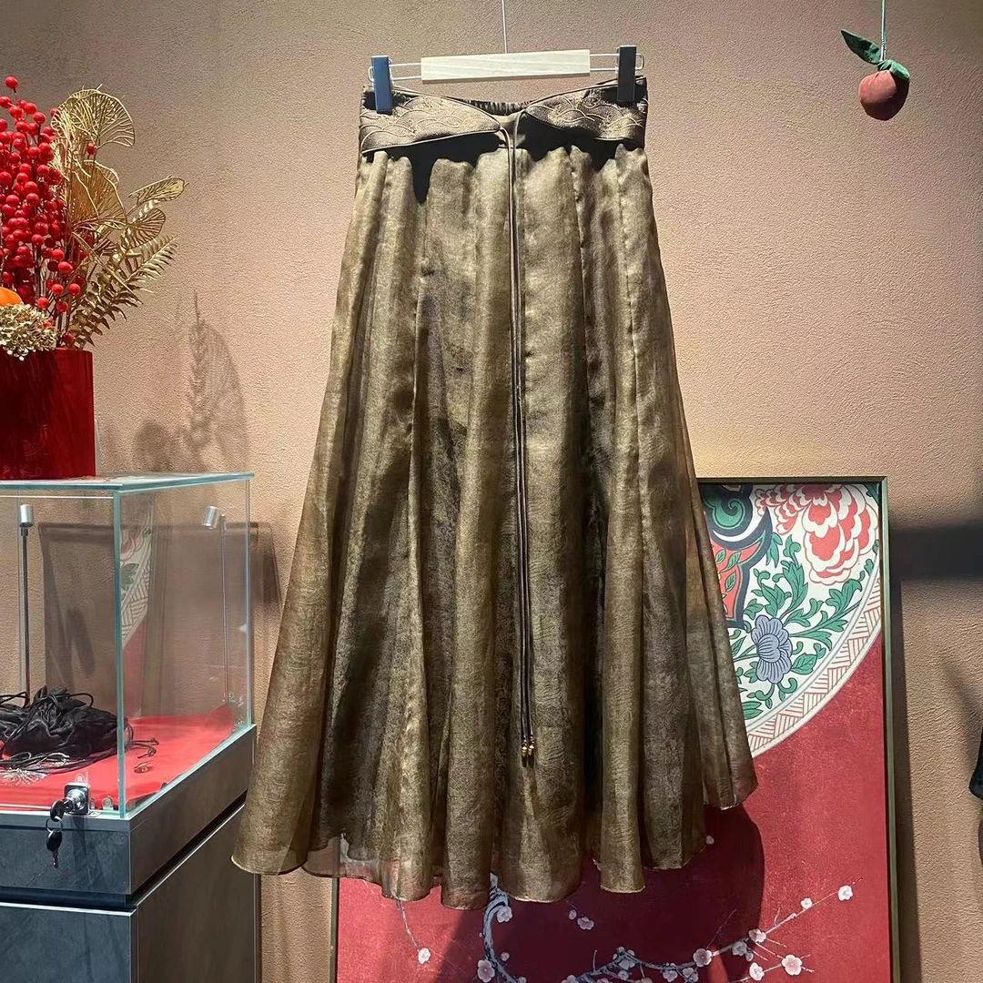 多元国风重磅香云纱桑蚕丝百搭半身裙