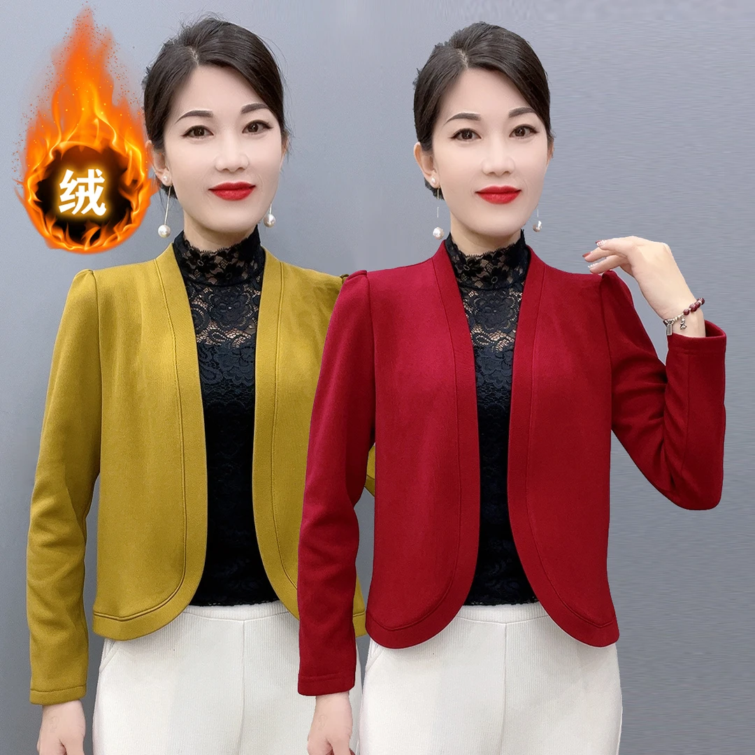 299款中老年妈妈秋冬弹力加绒加厚保暖棉服外套百搭修身短款棉衣