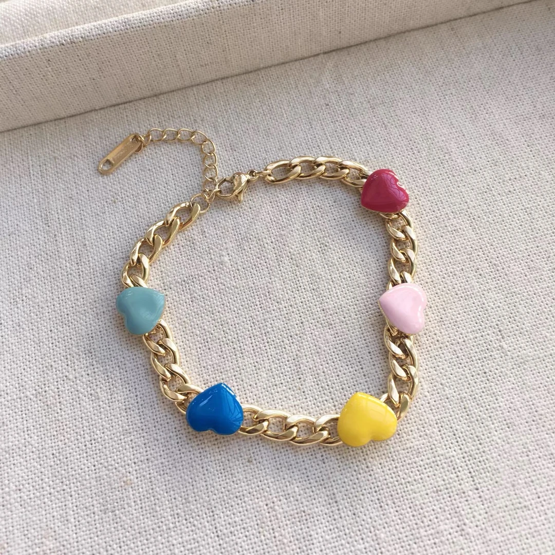 钛钢手链 黄多多同款果冻爱心手链女高级感链条手串不褪色