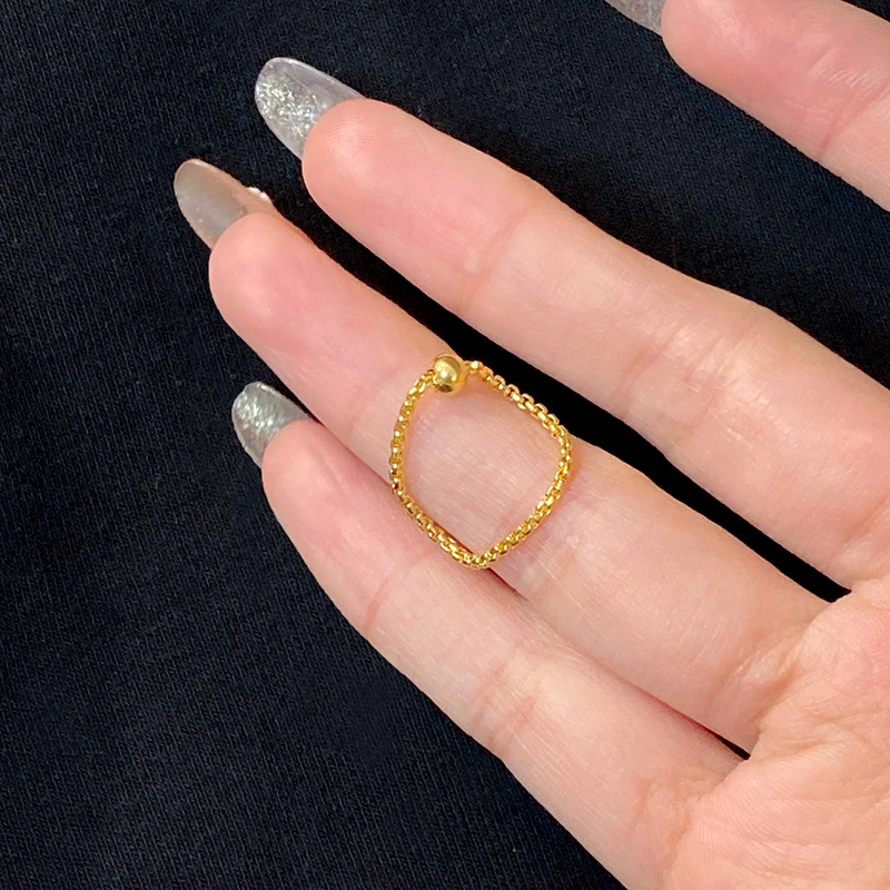 钛钢戒指 转运珠戒指女小众设计编绳链条高级感指环不褪色