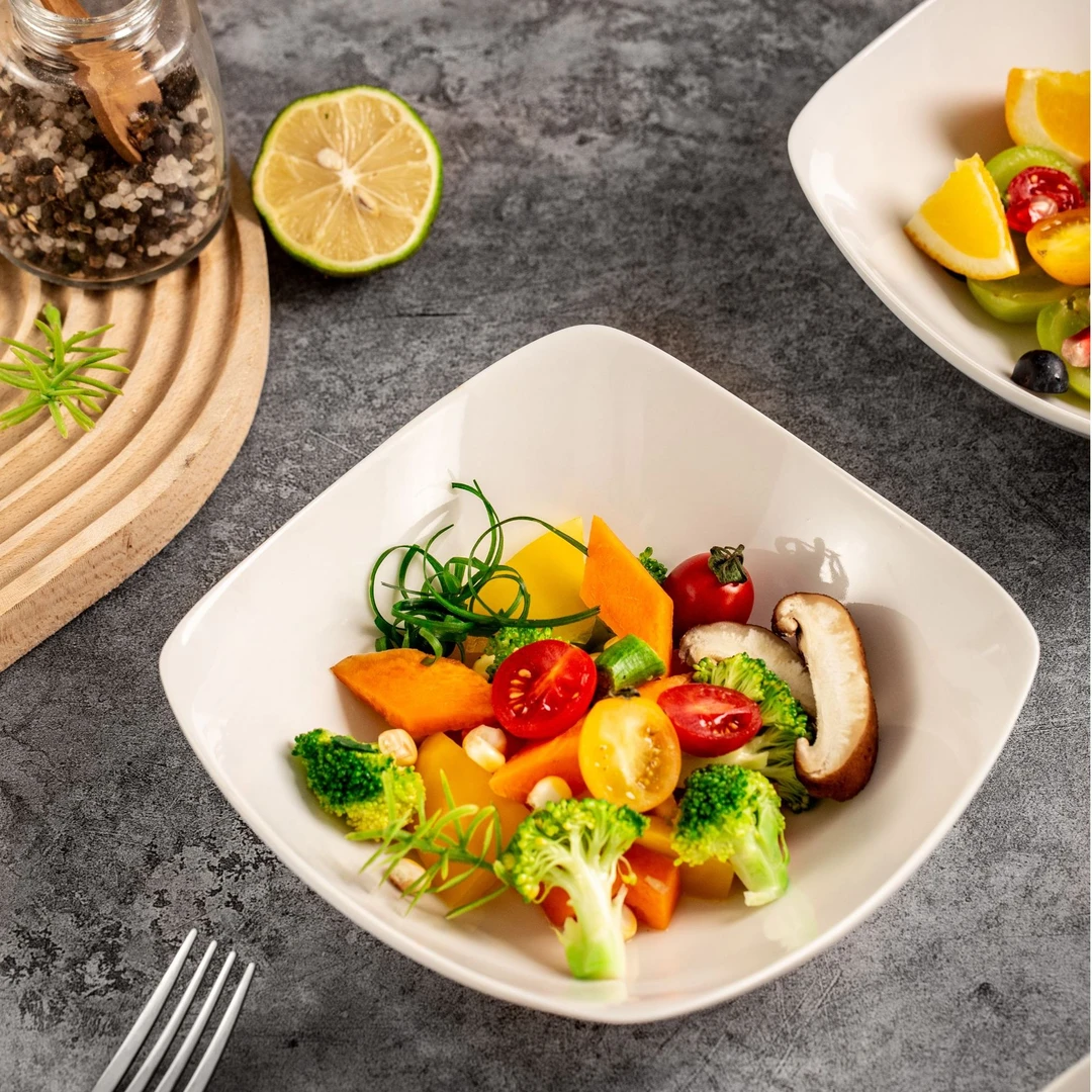 【精选好瓷】轻奢小众北欧四角碗韩餐翘角碗家用盘碟陶瓷高品质网红