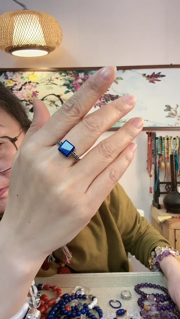 【闪购商品】青金石戒指银S925镶嵌戒指