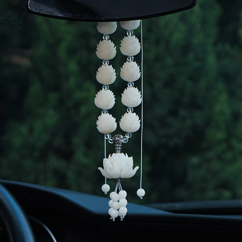 水晶大莲花车挂件普题大莲花后视镜挂件车载好物挂饰高档礼品挂饰