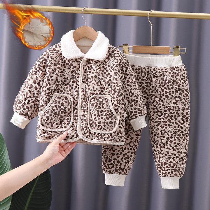 宝宝棉衣套装秋冬季男女童儿童冬装洋气新款婴儿夹棉加厚两件套潮