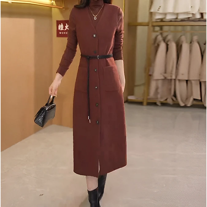 时尚气质马甲背带连衣裙套装春秋2025高端欧货打底背心裙两件套