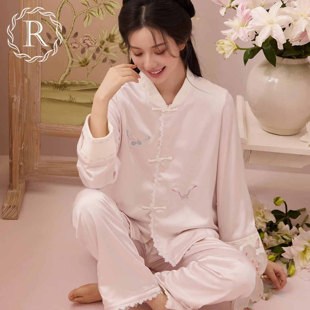 RoseTree国风睡衣女款秋冬季新中式汉服珊瑚绒薄绒家居服套装冬天