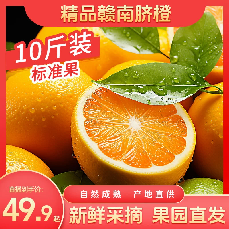 【好礼季】江西赣南脐橙10斤装含箱新鲜大果多汁皮薄原产地现采现发