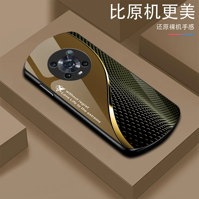新款【适用荣耀Magic4Pro】轻奢时尚简约大气耐磨玻璃手机壳
