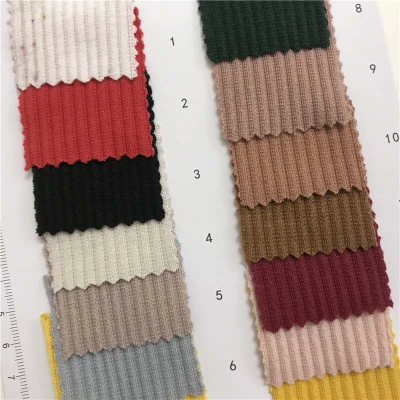 300g5*4涤抽条罗纹针织面料41个颜色现货供应T恤套装面料38114954