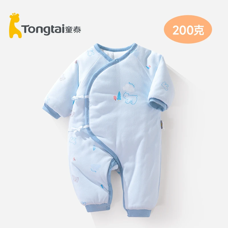 【200G】童泰婴儿连体衣秋冬宝宝衣服0-6个月纯棉加厚哈衣新生棉服