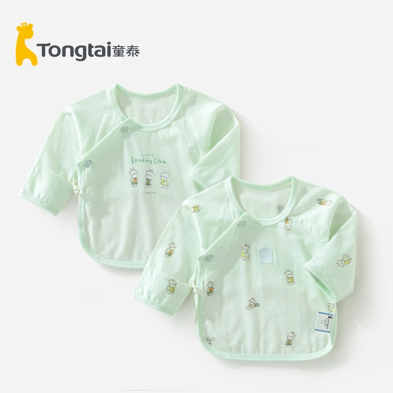 Tongtai/童泰新生儿上衣夏季0-3月宝宝婴儿半背衣提花网眼内衣薄