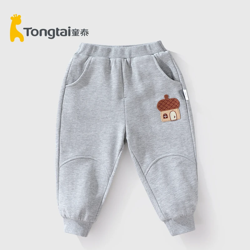 童泰男童秋冬款加厚裤子新款休闲裤中小童宝宝卫裤保暖2024新款