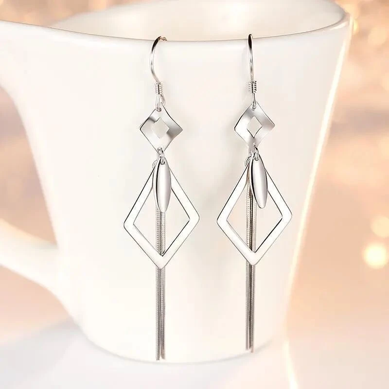 足银耳饰 999纯银流苏女韩国长款气质超仙大气显脸瘦耳坠环网红