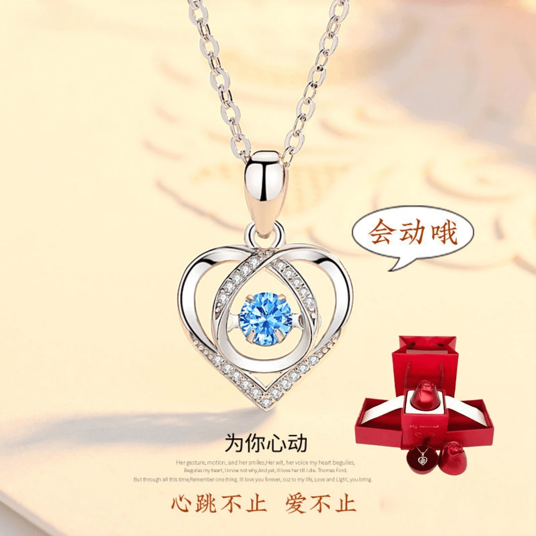 坠链均足银 999跳动的心纯银项链时尚韩轻奢爆款七夕情人节送女友