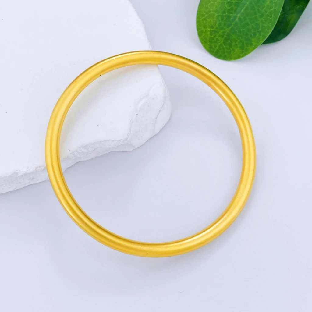 足金古法传承素圈手镯简约百搭磨砂经典