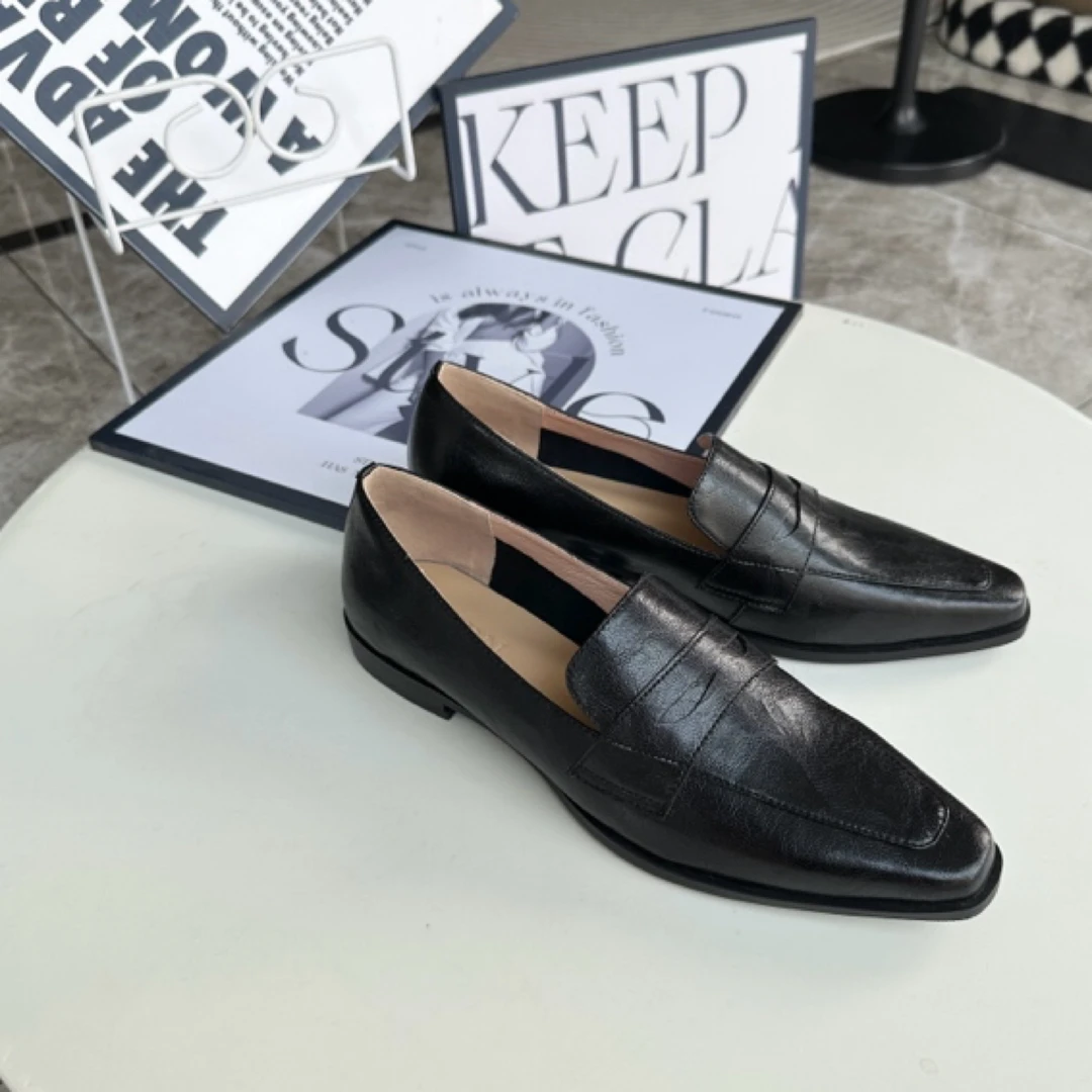 RHRN 自制中古矜贵老钱平底皮鞋