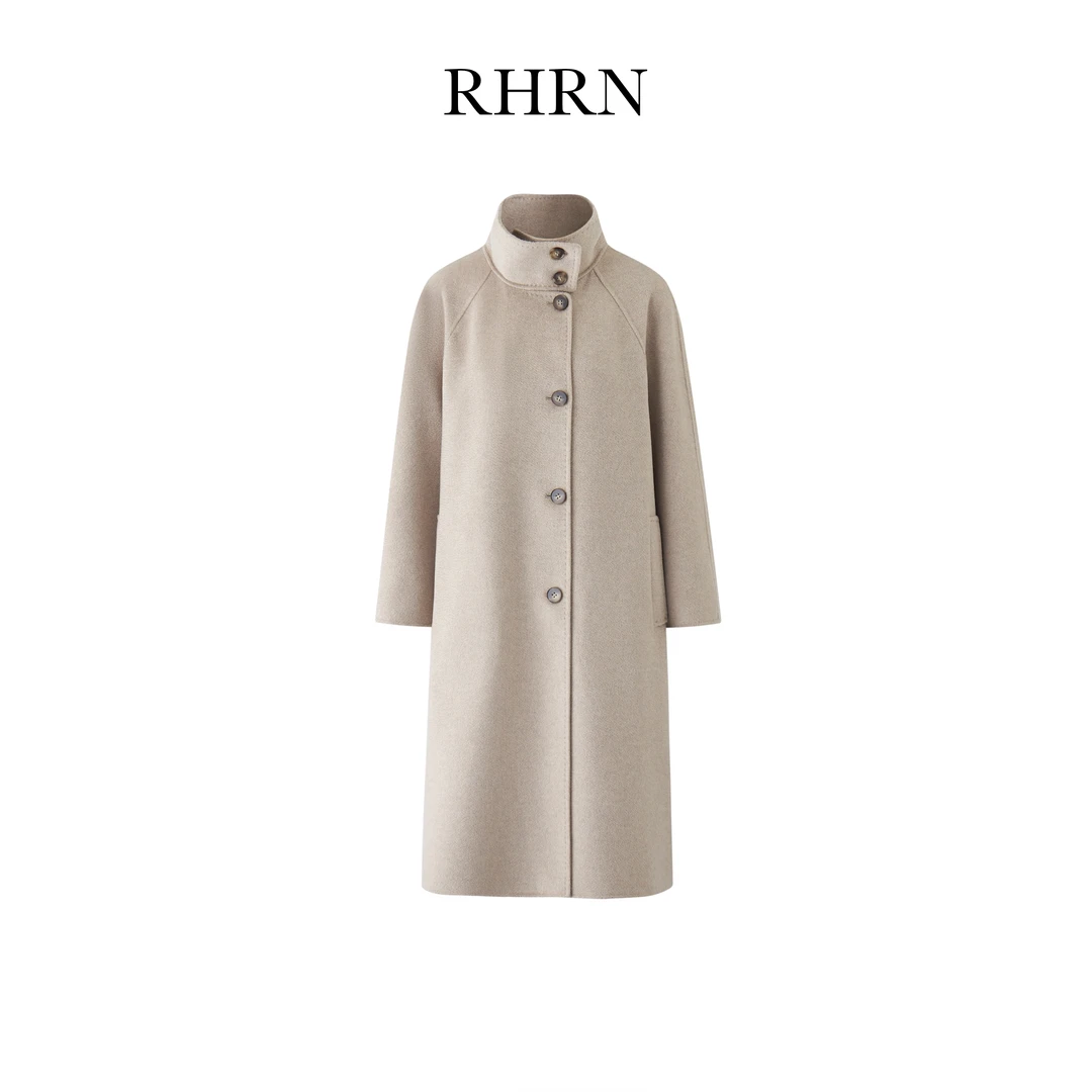 RHRN高端线燕麦水波纹羊绒大衣