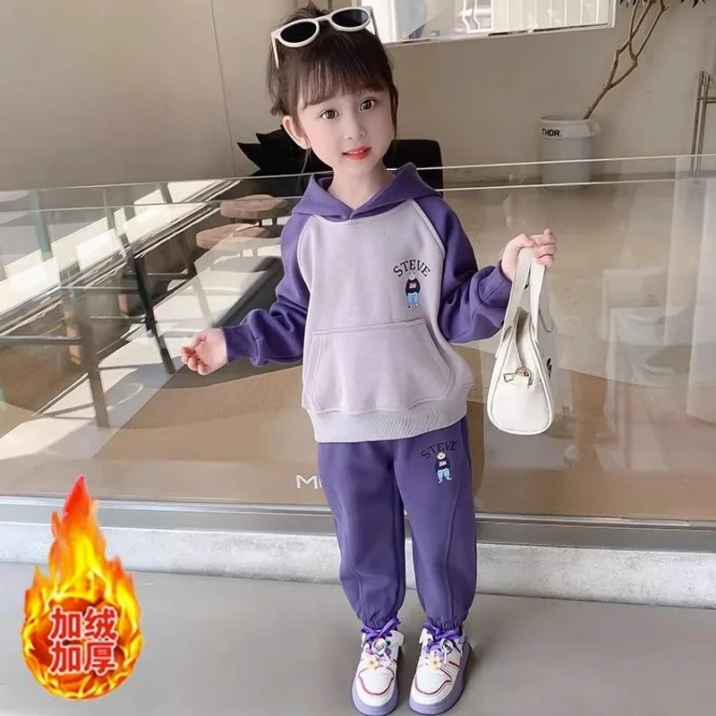 2023新款网红女童运动套装秋冬女大童时髦女孩洋气女孩卫衣两件套