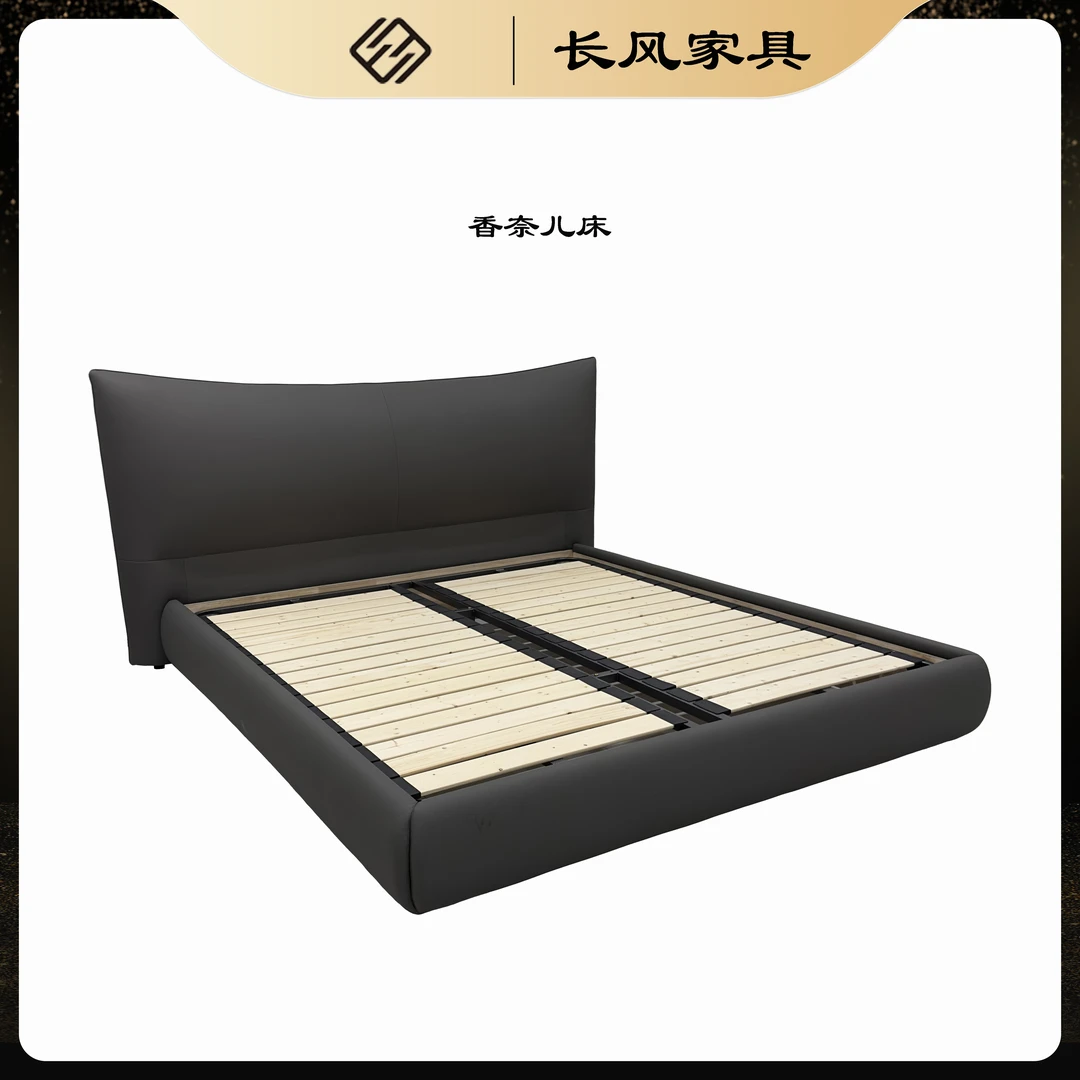 长风T-959香奈儿床｜现代简约极简主卧皮床 别墅大床 家用网红婚床