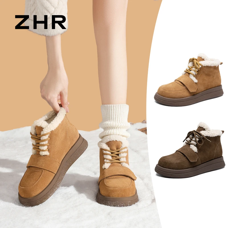 ZHR则则加绒厚底勃肯鞋秋冬新款时尚保暖短筒雪地靴女鞋EH56BH