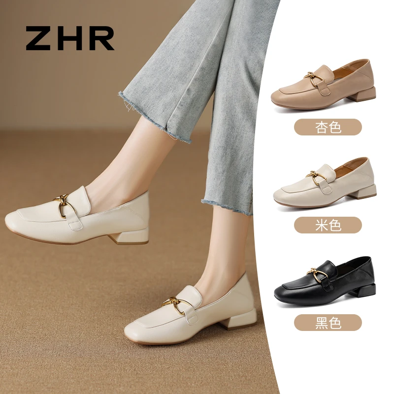 ZHR则则牛剖层革乐福鞋2024英伦风鞋子女ins潮牌百搭BL163