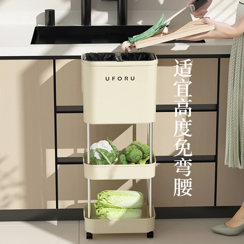 bdo厨房垃圾桶家用客厅多层分类带盖带滑轮干湿分离多功能垃圾桶