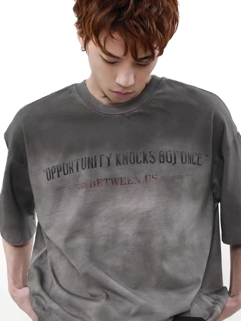 WXB字母灰色渐变短T