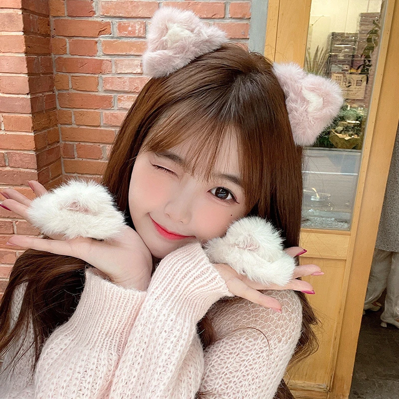 日系发卡可爱软妹萌系猫儿朵发夹女侧边夹毛绒秋冬网红2021年发饰