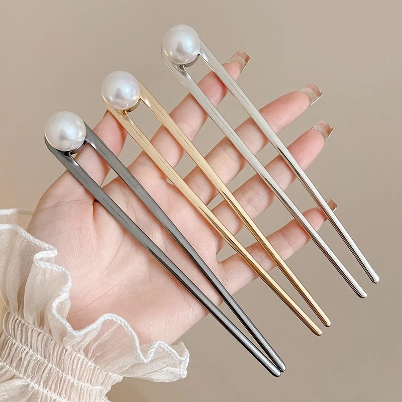 感新韩式气质中式发簪盘发神器后脑勺u型发夹头饰女发钗发张簪子