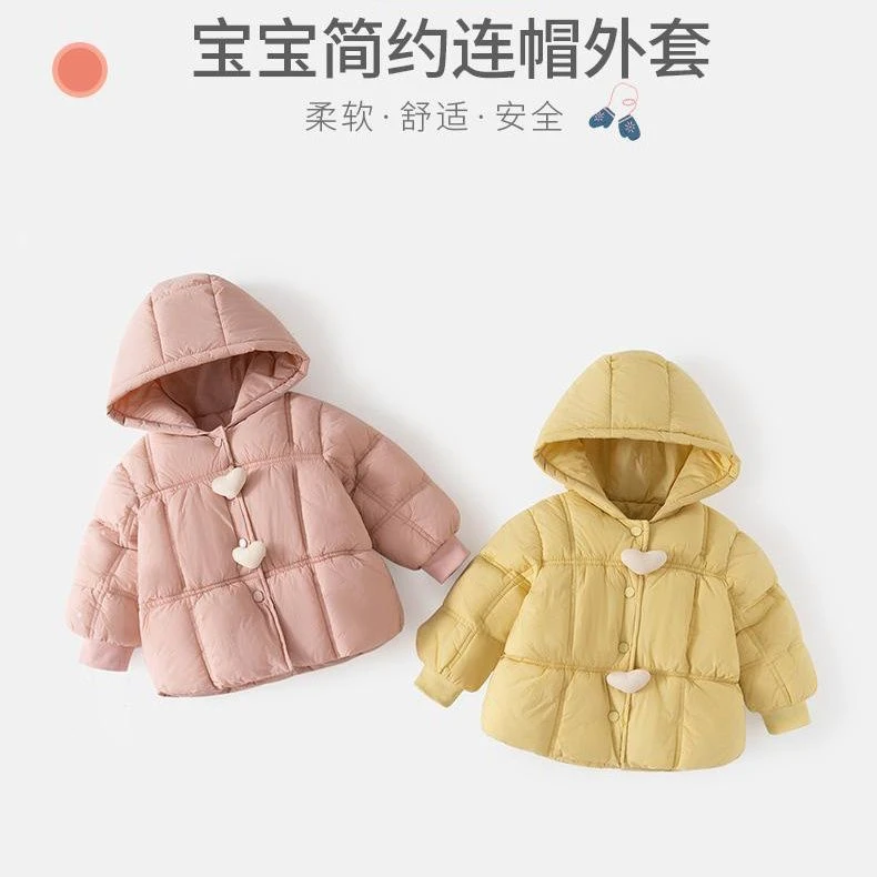 女童洋气冬装新年拜年儿童加绒夹棉连帽外套宝宝棉衣小童冬季棉袄