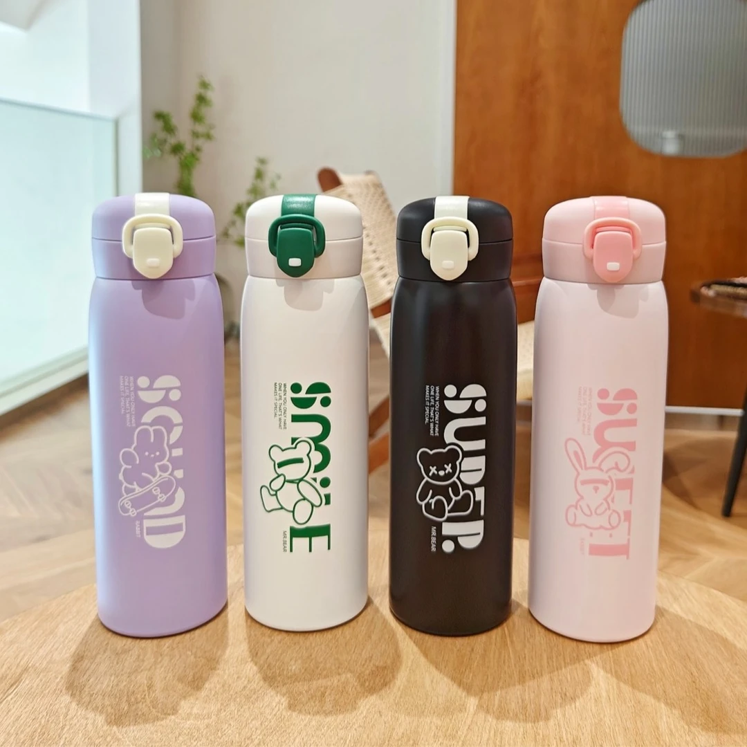 新款2023创意弹跳潮流保温杯可爱清新便捷式304不锈钢直饮水杯