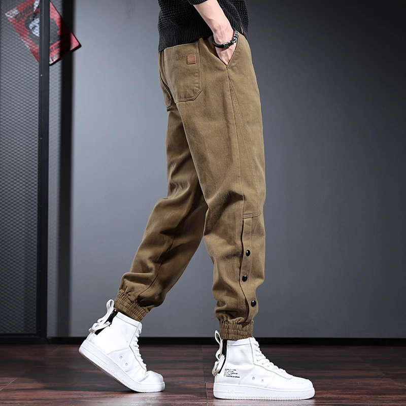 重磅工装裤子男秋冬款纯棉美式休闲裤无弹加绒阔腿哈伦裤痞帅潮流