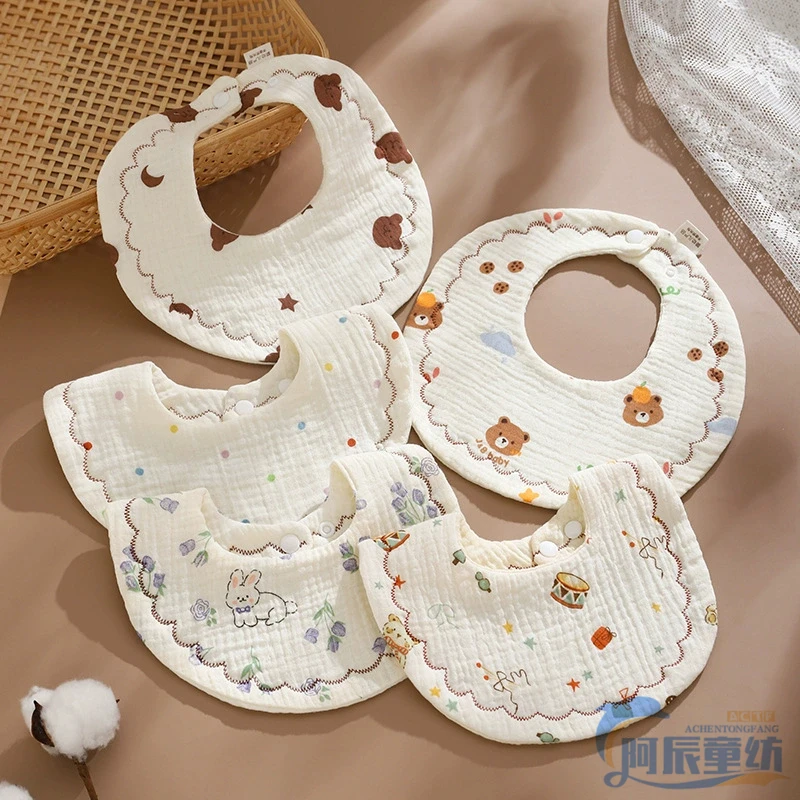 婴儿秋冬纯棉A类六层纱布围嘴透气防吐奶婴儿口水巾纯棉100%全棉