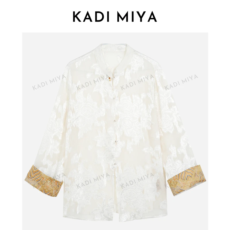 KADIMIYA“花绕云梦”新中式复古国潮提花衬衣