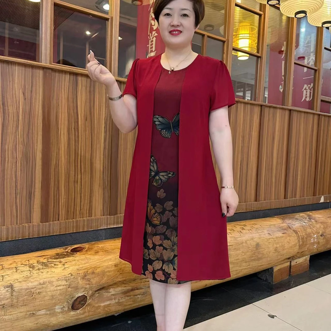 绿动莫兰迪中老年连衣裙高贵气质遮肉中长款中年妈妈连衣裙