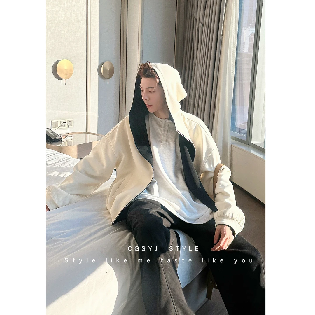 重磅1300g双面穿连帽卫衣男潮冬季时尚休闲运动宽松韩版套头加厚