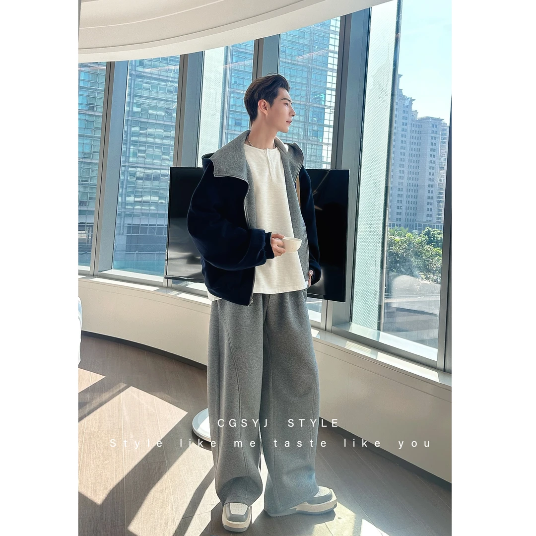 【加厚1300g两面穿】连帽重磅卫衣套装男双面穿潮宽松休闲套装情侣