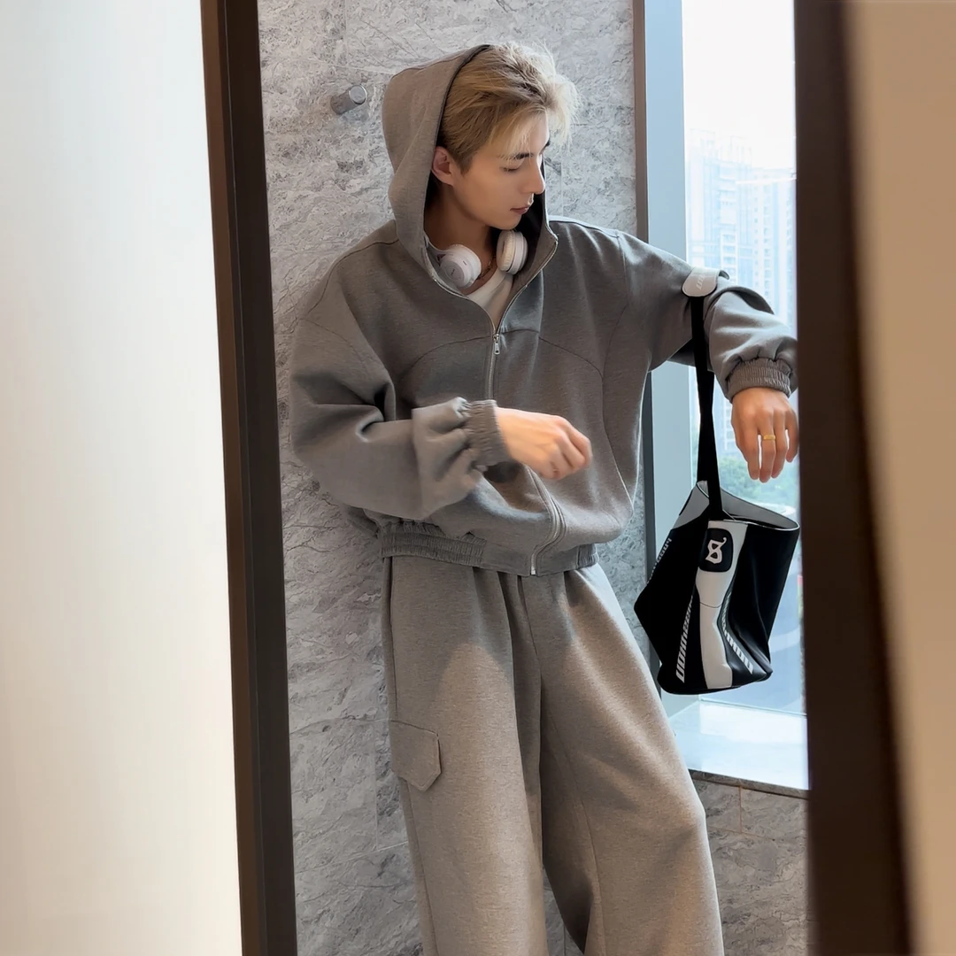 CGSYJ美式潮牌宽松设计感连帽卫衣百搭网红时尚韩版春秋开衫